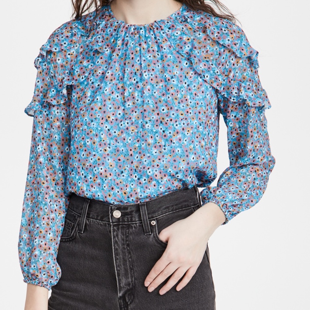 Shoshanna “Kennedy” Floral Ruffle Blouse